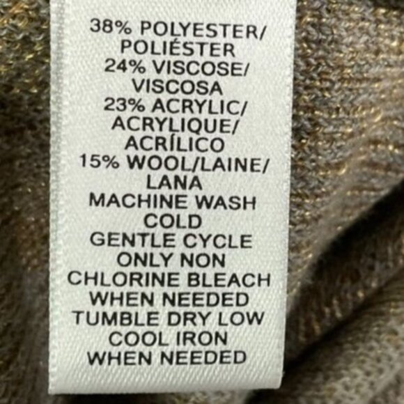 LOFT Gray Knit Pullover Sweater with Gold Foil Polka Dots, Medium - Picture 6 of 7